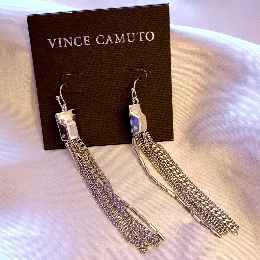 Vince Camuto Silver Dangle Earrings with Cascading Chains